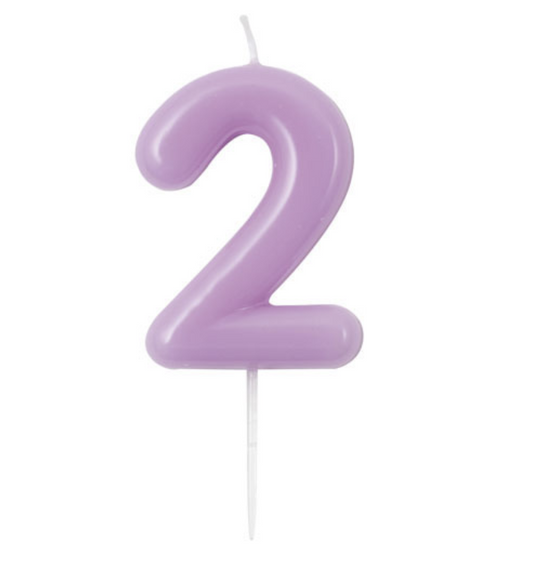 Vela Números 0-9 Morado Claro 6cm