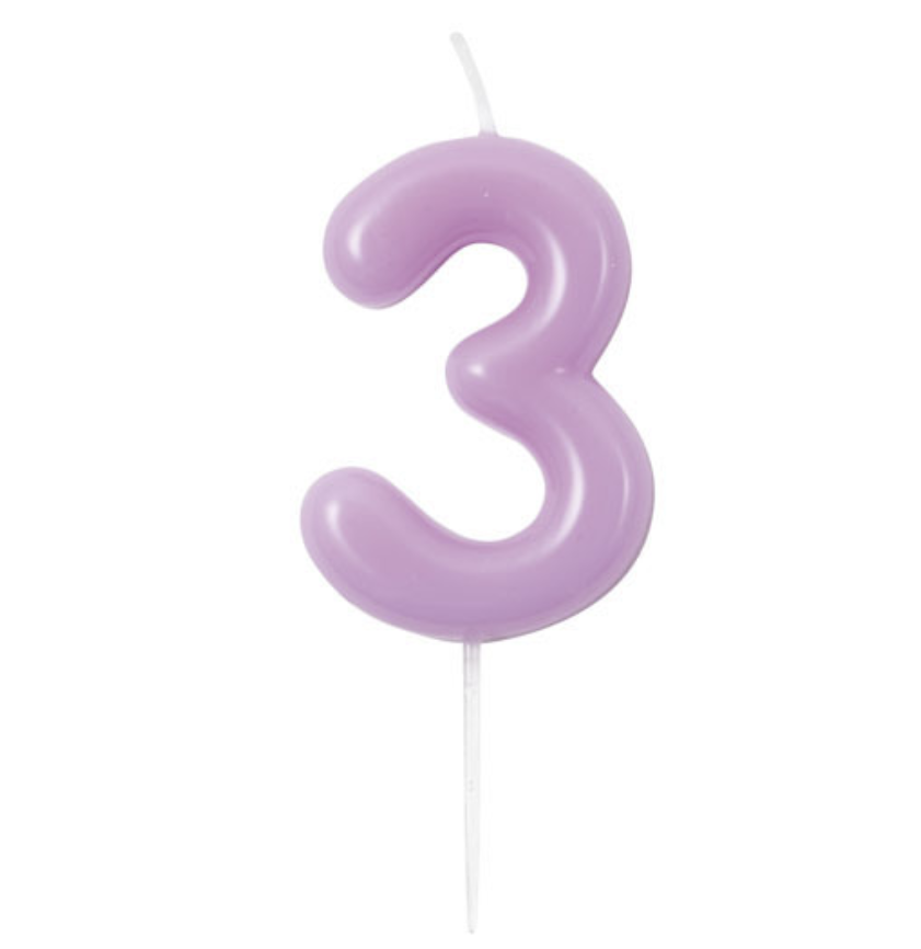 Vela Números 0-9 Morado Claro 6cm