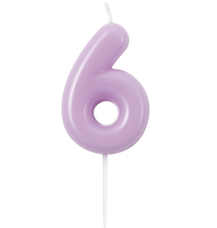 Vela Números 0-9 Morado Claro 6cm