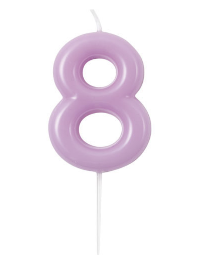 Vela Números 0-9 Morado Claro 6cm