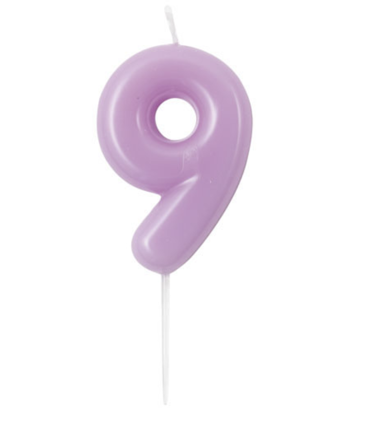 Vela Números 0-9 Morado Claro 6cm