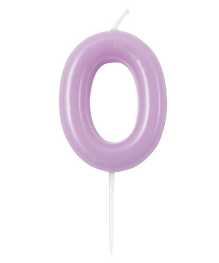 Vela Números 0-9 Morado Claro 6cm