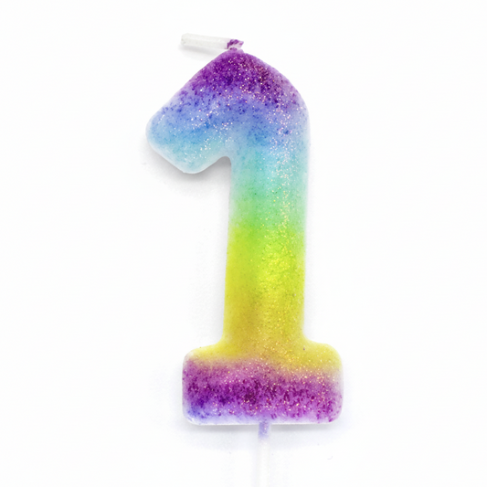 Vela Número 0-9 Multicolor Arcoíris 6cm