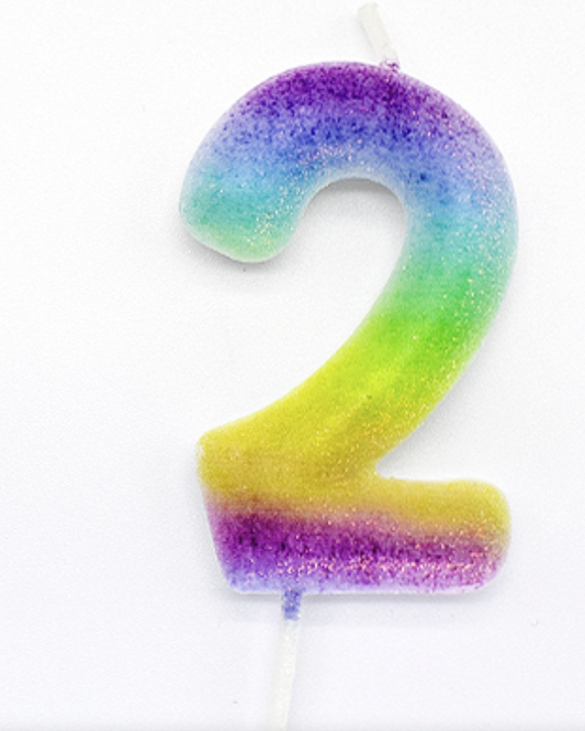 Vela Número 0-9 Multicolor Arcoíris 6cm