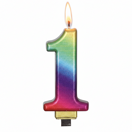 Vela Número 0-9 Multicolor 8cm - Decoración Cumpleaños