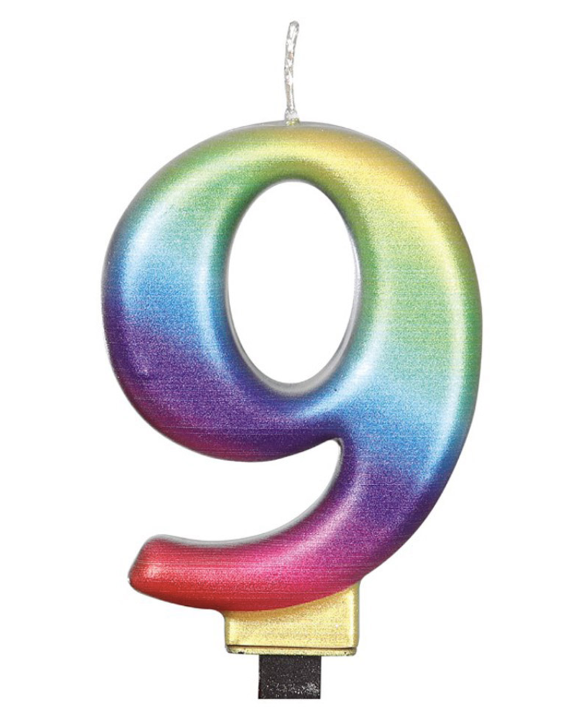Vela Número Cumpleaños Multicolor 8cm