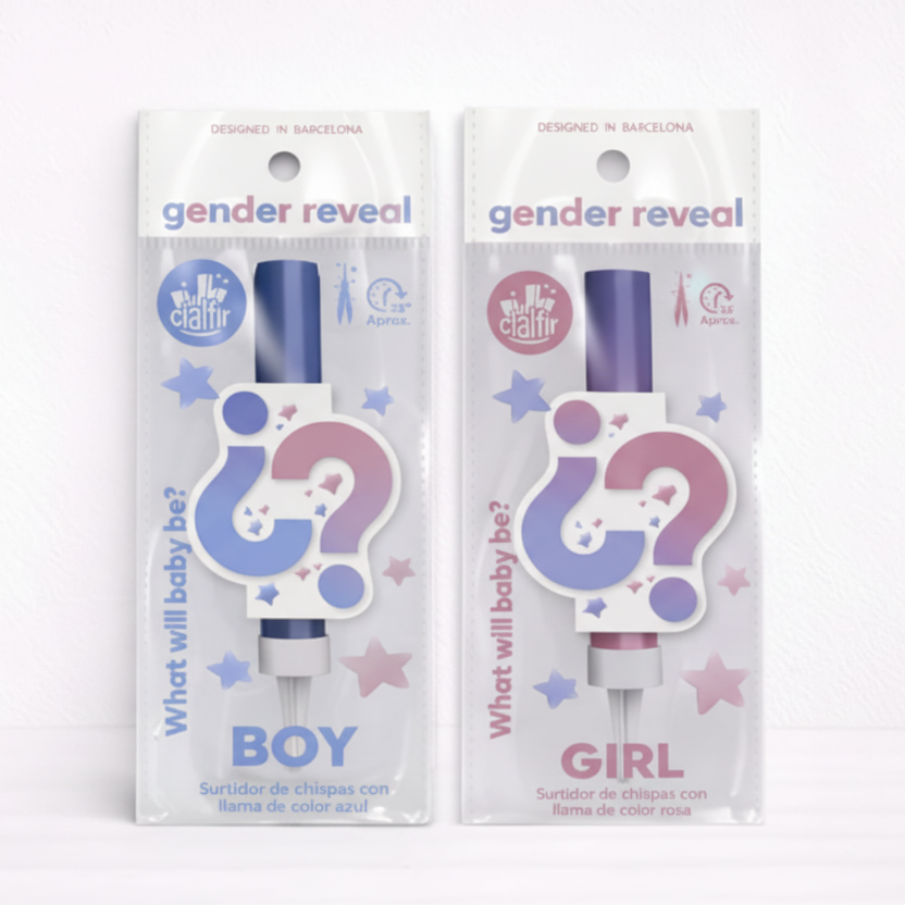 Bengala Revelación Género Niño/Niña - Fuente Pastel Azul/Rosa