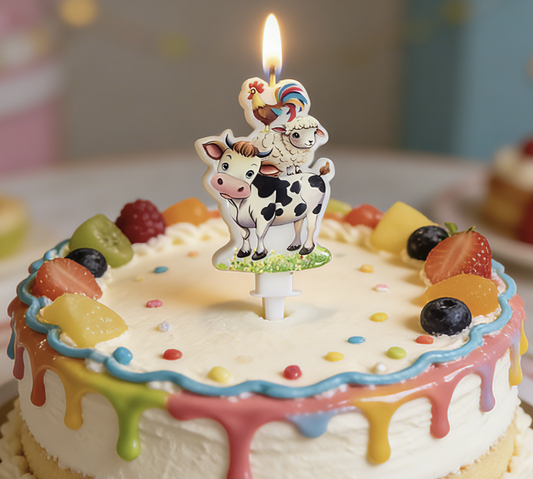 Vela Vaca y Oveja - Decorativas Cumpleaños Granja Infantil