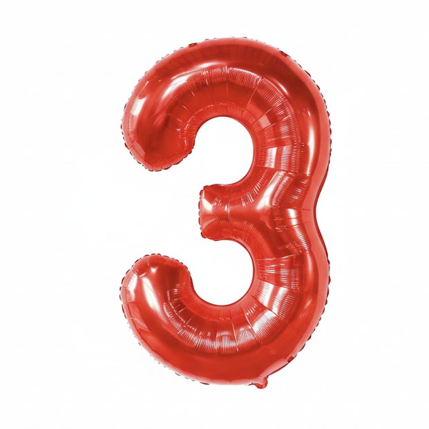 Globo Foil Número Gigante Aluminio 100cm (40") Rojo