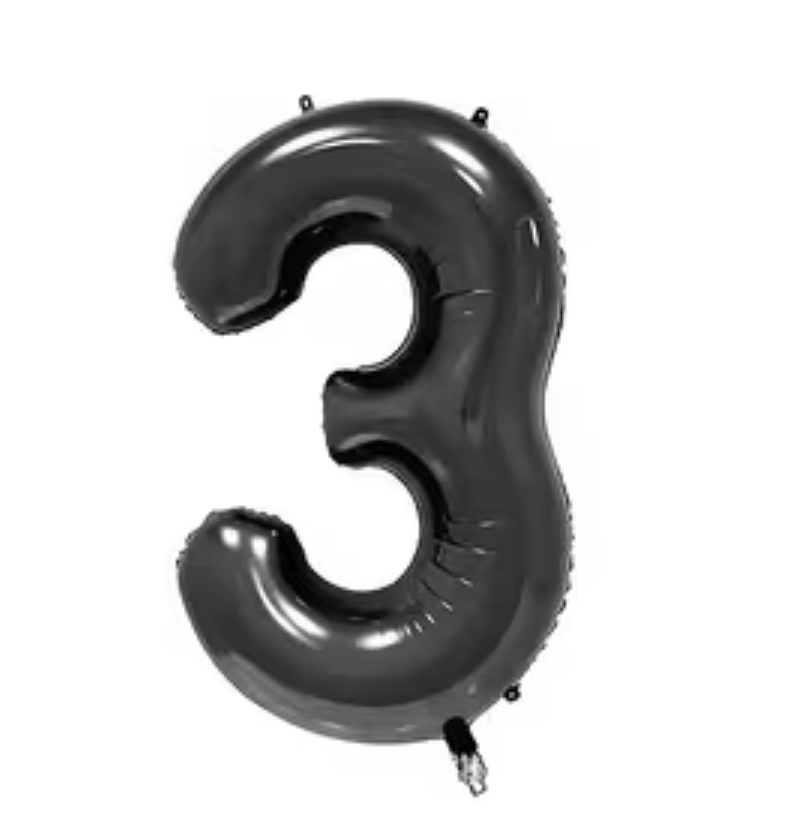 Globo Foil Número Gigante Aluminio 100cm (40")  Negro
