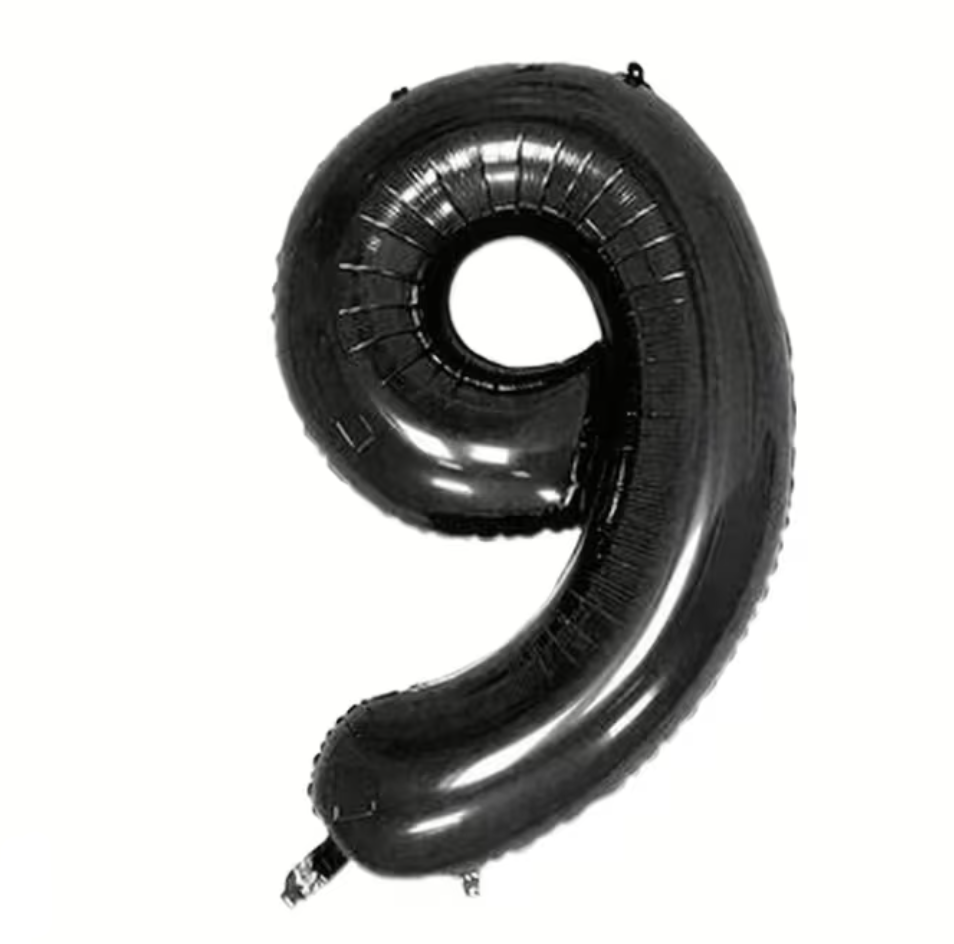 Globo Foil Número Gigante Aluminio 100cm (40")  Negro