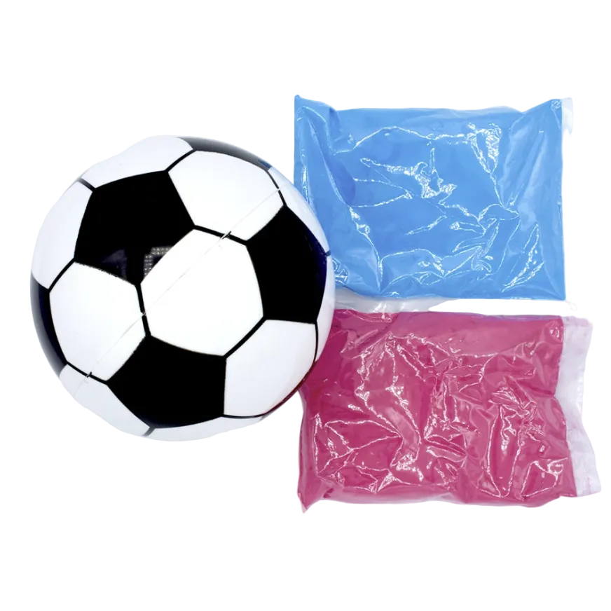 Set Balón Fútbol Gender Reveal 14 cm con Polvo Holi