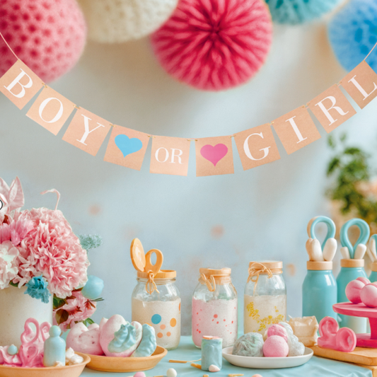 Banderin Kraft Gender Reveal 3M