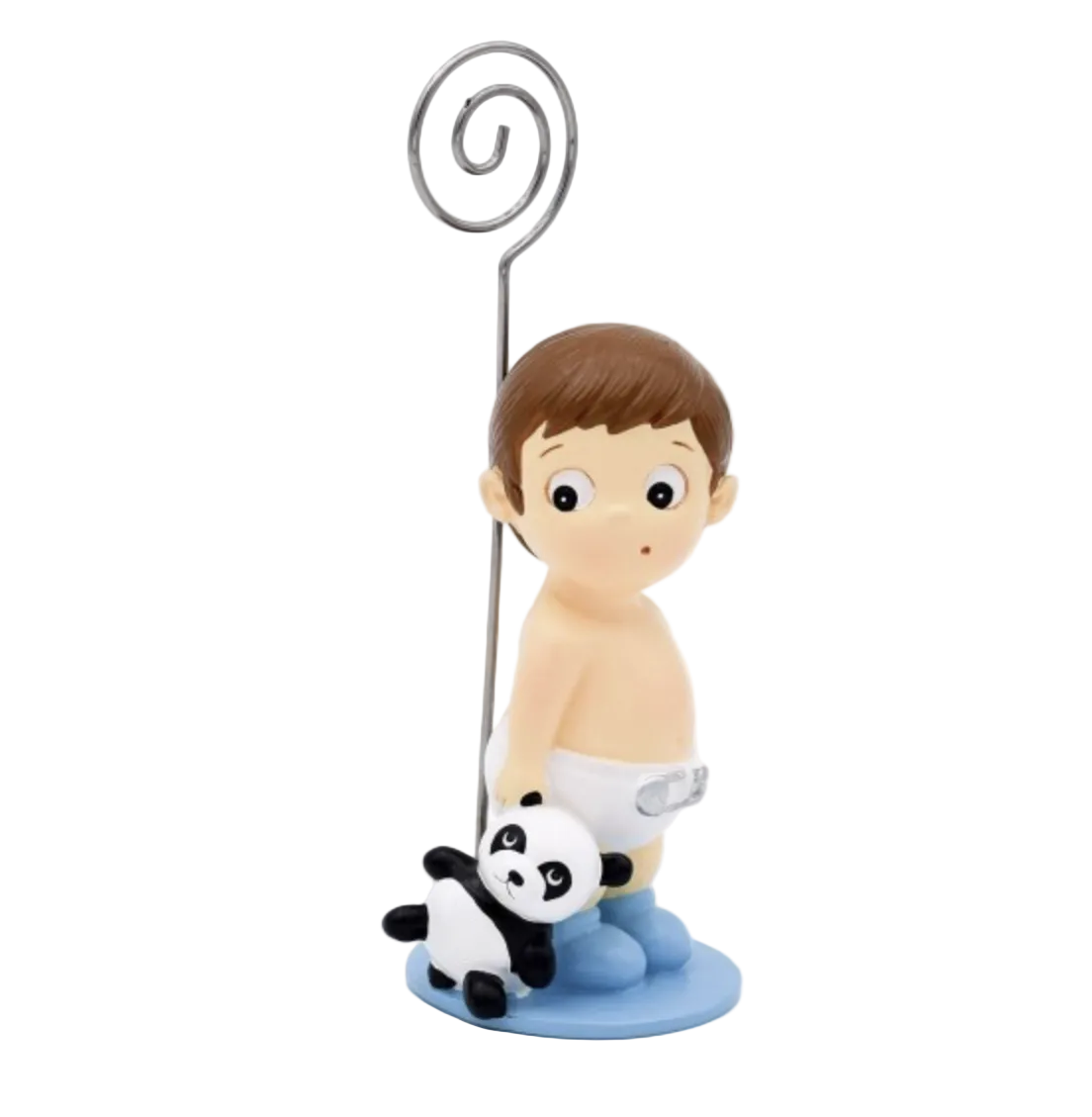 Sujeta-Tarjetas Niño Osito Panda 8.5 cm | Figura Decorativa
