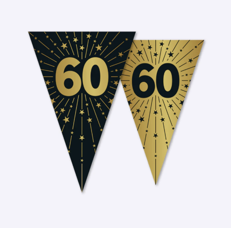 Guirnalda Oro Negro Cumpleaños 18, 20, 25, 30, 40, 45, 50, 60, 70, 80, 90, 100 Años | 10 m