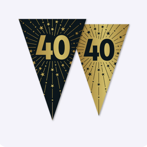 Guirnalda Oro Negro Cumpleaños 18, 20, 25, 30, 40, 45, 50, 60, 70, 80, 90, 100 Años | 10 m