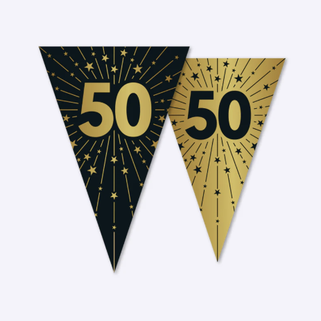 Guirnalda Oro Negro Cumpleaños 18, 20, 25, 30, 40, 45, 50, 60, 70, 80, 90, 100 Años | 10 m