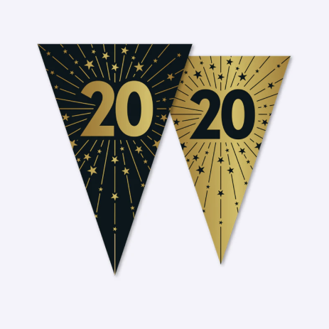 Guirnalda Oro Negro Cumpleaños 18, 20, 25, 30, 40, 45, 50, 60, 70, 80, 90, 100 Años | 10 m