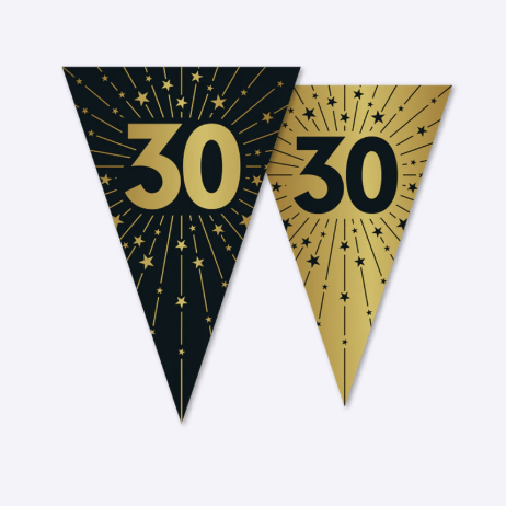 Guirnalda Oro Negro Cumpleaños 18, 20, 25, 30, 40, 45, 50, 60, 70, 80, 90, 100 Años | 10 m