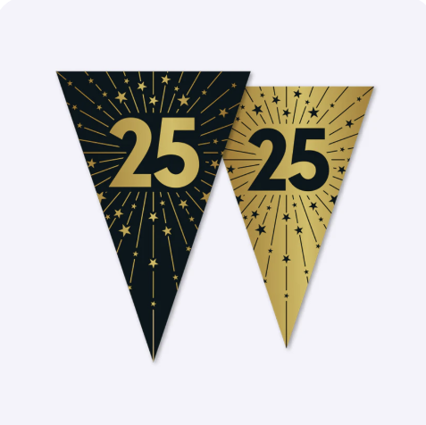 Guirnalda Oro Negro Cumpleaños 18, 20, 25, 30, 40, 45, 50, 60, 70, 80, 90, 100 Años | 10 m