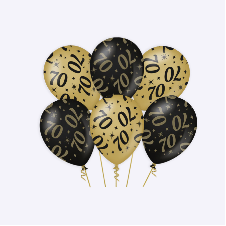 Set de Globos Latex Oro Negro Cumpleanos 18 20 25 30 40 50 60 65 70 75 80 90 100 años 30 cm 6 uds