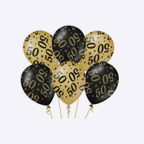 Set de Globos Latex Oro Negro Cumpleanos 18 20 25 30 40 50 60 65 70 75 80 90 100 años 30 cm 6 uds