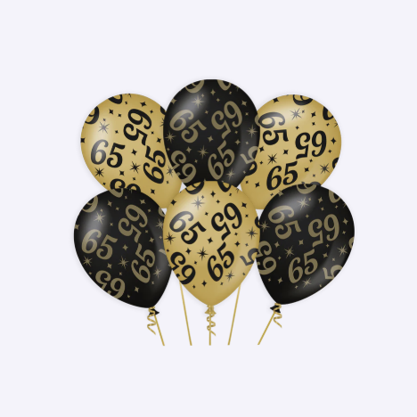 Set de Globos Latex Oro Negro Cumpleanos 18 20 25 30 40 50 60 65 70 75 80 90 100 años 30 cm 6 uds