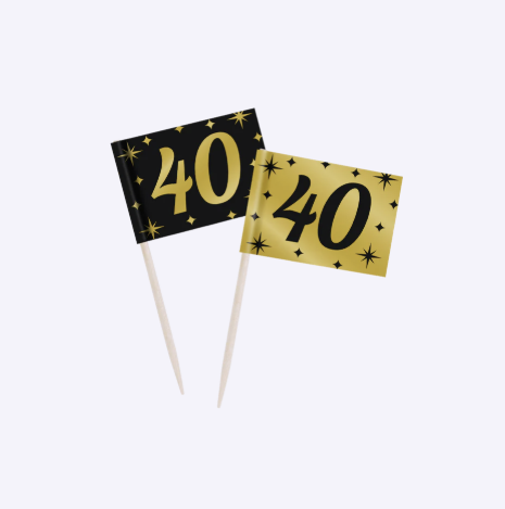 Palillos de Cóctel Cumpleaños | 16, 18, 25, 30, 40, 50, 60, 65, 70, 75, 80, 90, 100 Años | 50 uds