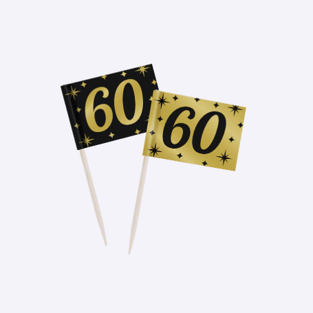 Palillos de Cóctel Cumpleaños | 16, 18, 25, 30, 40, 50, 60, 65, 70, 75, 80, 90, 100 Años | 50 uds