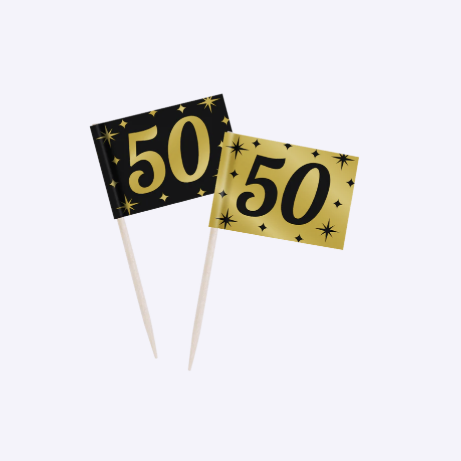 Palillos de Cóctel Cumpleaños | 16, 18, 25, 30, 40, 50, 60, 65, 70, 75, 80, 90, 100 Años | 50 uds