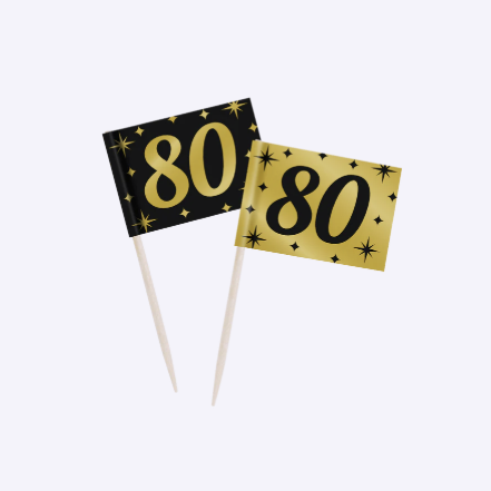 Palillos de Cóctel Cumpleaños | 16, 18, 25, 30, 40, 50, 60, 65, 70, 75, 80, 90, 100 Años | 50 uds
