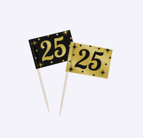 Palillos de Cóctel Cumpleaños | 16, 18, 25, 30, 40, 50, 60, 65, 70, 75, 80, 90, 100 Años | 50 uds