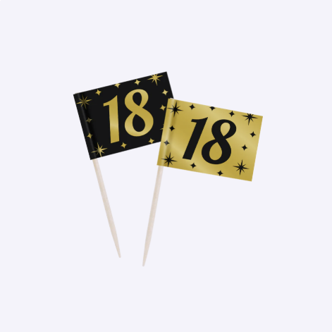 Palillos de Cóctel Cumpleaños | 16, 18, 25, 30, 40, 50, 60, 65, 70, 75, 80, 90, 100 Años | 50 uds