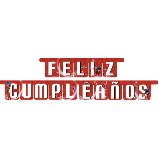 Guirnalda Feliz Cumpleaños Miraculous Ladybug 3m