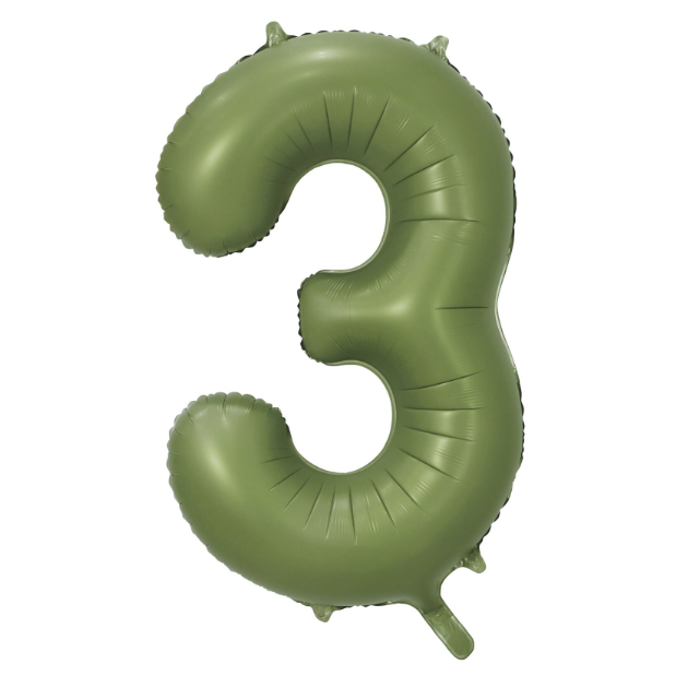 Globo Foil Número Gigante Aluminio 86cm (34") Verde Oliva