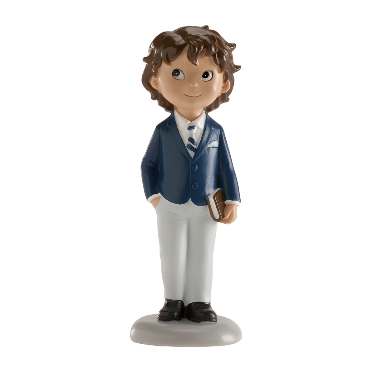 Figura Tarta Primera Comunión Niño Chaqueta Azul y Libro 13 cm