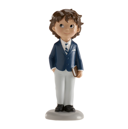 Figura Tarta Primera Comunión Niño Chaqueta Azul y Libro 13 cm