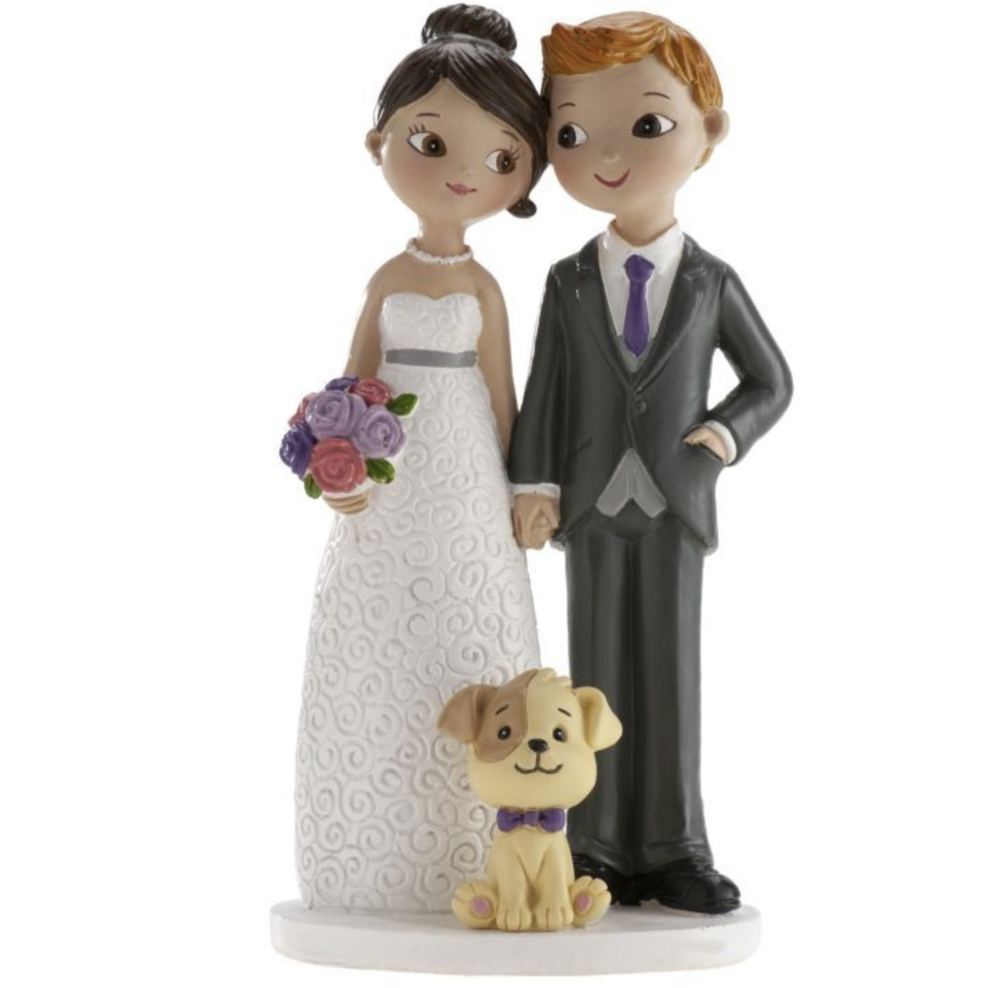 Figura Tarta Boda Novios con Perrito 16 cm