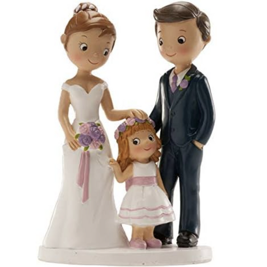 Figura Tarta Boda Novios con Hija Personalizada 16 cm