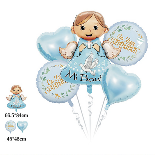 Set 5 Globos Foil Bautizo Niño/Niña