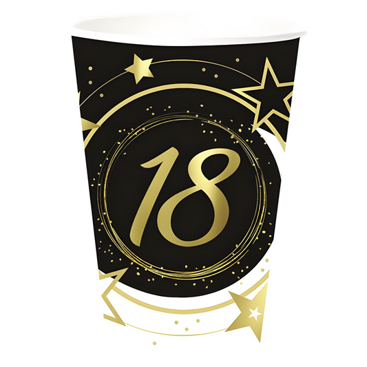 Vasos Cumpleaños Adultos 18/20/30/40/50/60 Años 240ml 6uds