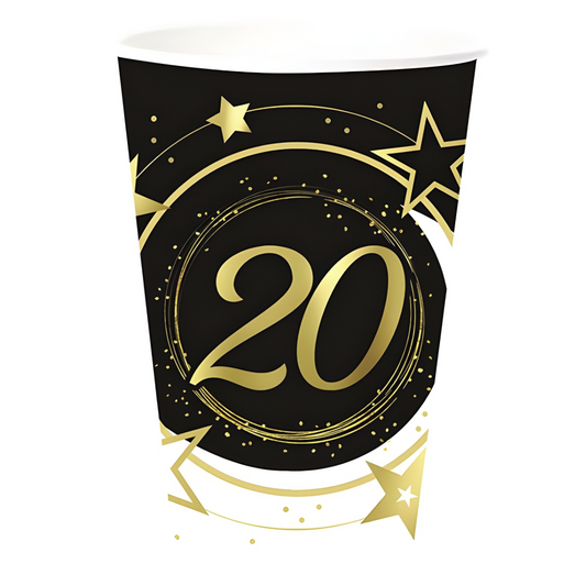 Vasos Cumpleaños Adultos 18/20/30/40/50/60 Años 240ml 6uds