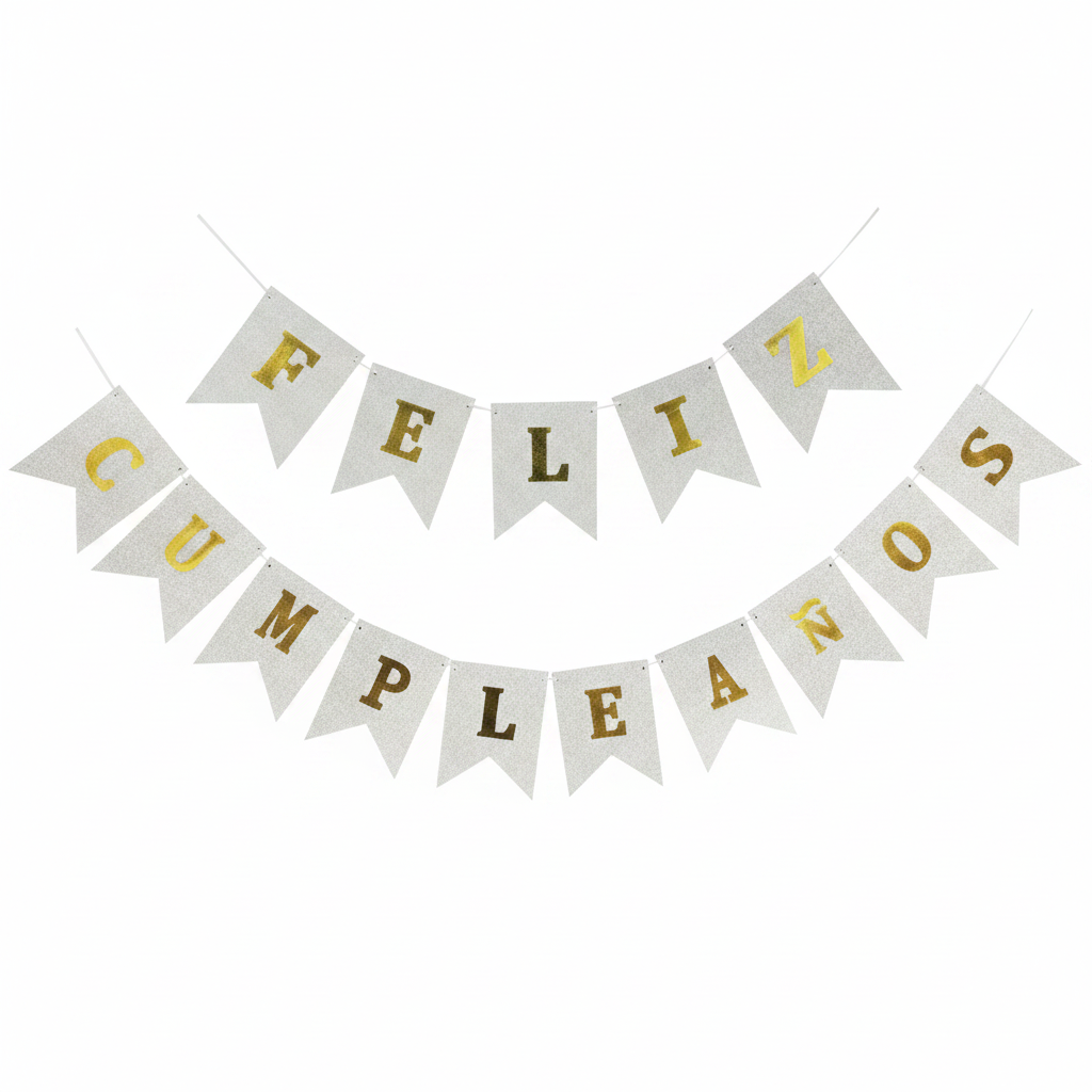 Guirnalda Feliz Cumpleaños Purpurina Letras Doradas