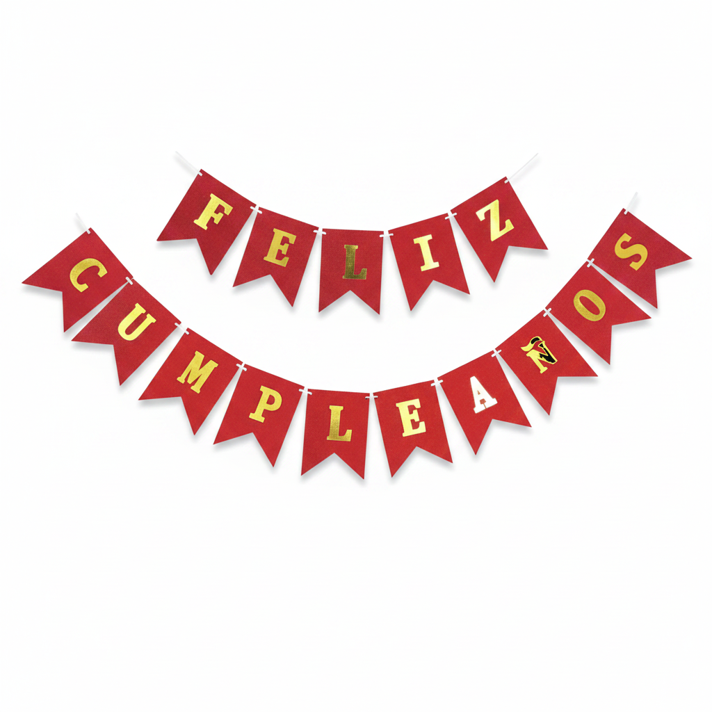 Guirnalda Feliz Cumpleaños Purpurina Letras Doradas