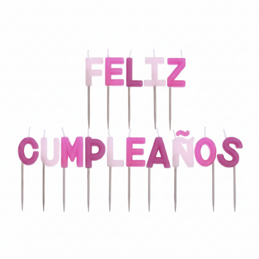 Vela Feliz Cumpleaños Letras 6cm - Azul y Rosa