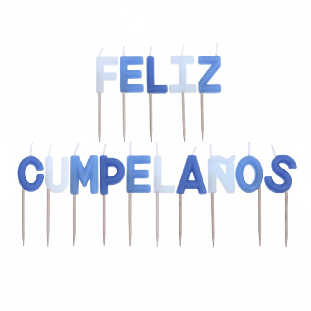 Vela Feliz Cumpleaños Letras 6cm - Azul y Rosa
