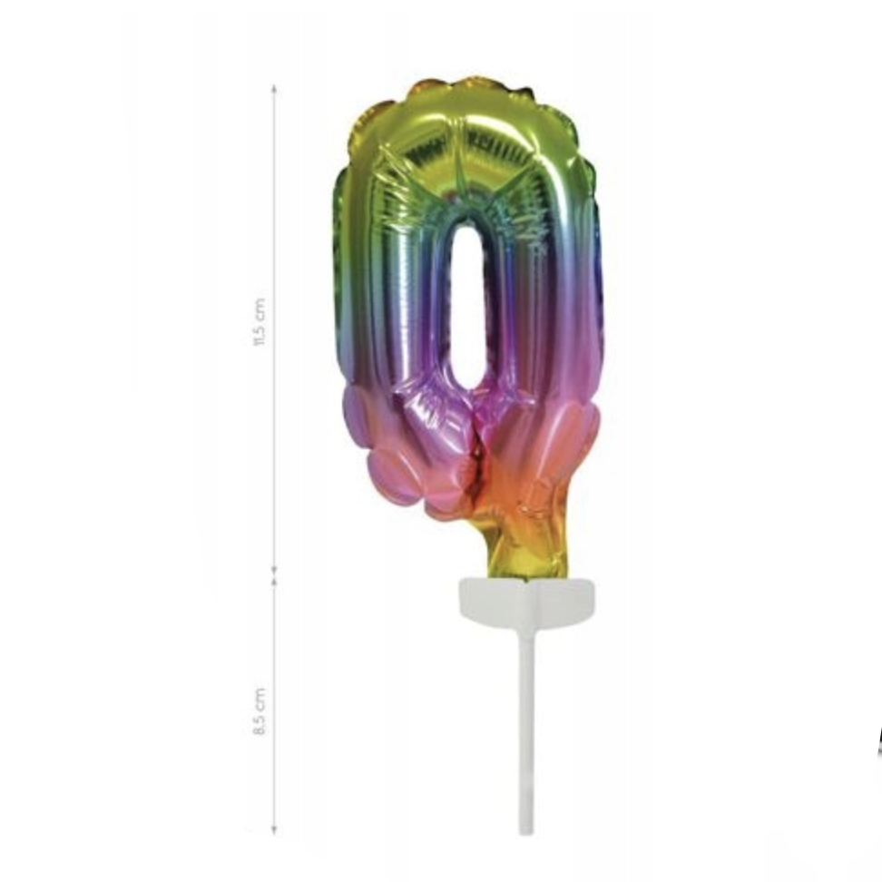 Cake Topper Mini Globo Rainbow Número 0-9 11.5cm