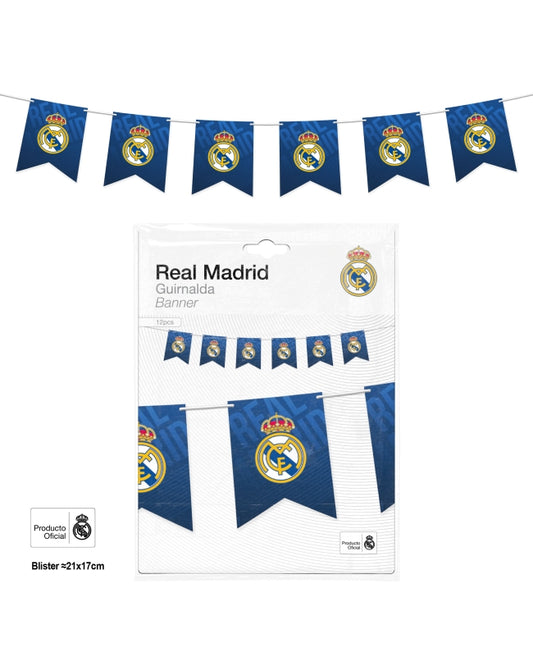 Guirnalda 12 Banderines Azul Real Madrid Oficial Decoracion Futbol
