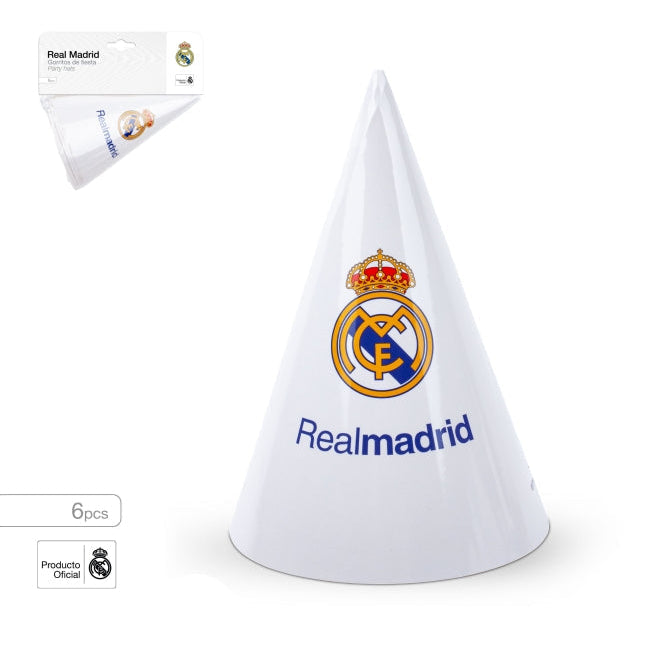 6 Gorros Fiesta Real Madrid 15 cm