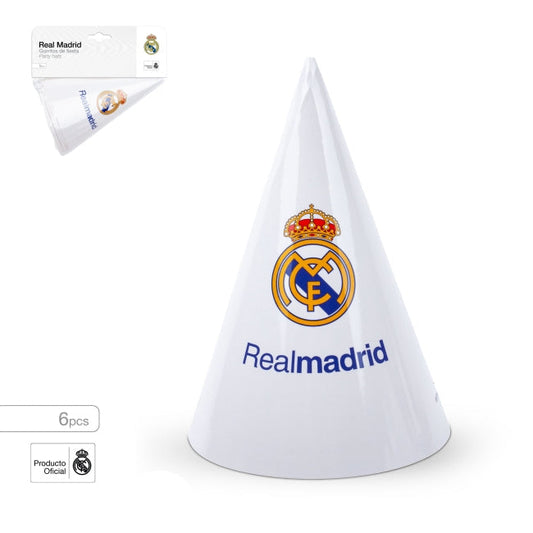 6 Gorros Fiesta Real Madrid 15 cm